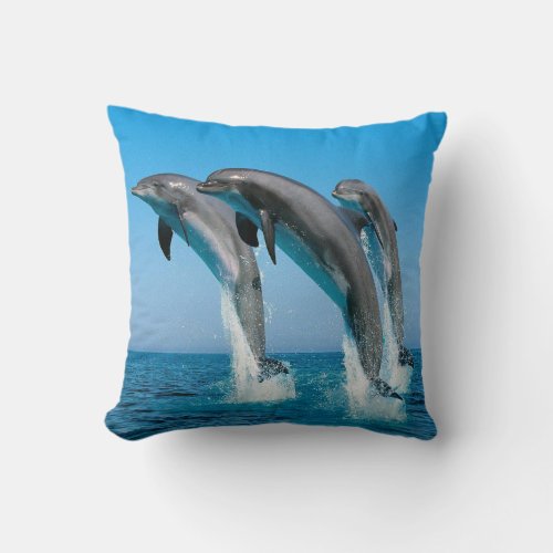 DOLPHINS JUMPING OUT OF THE WATER PILLOW CUSHION