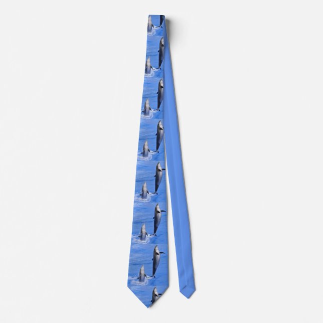 Dolphins jumping out of water neck tie (Front)