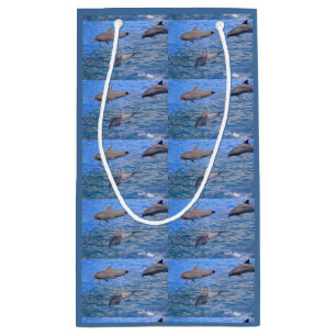 Dolphins jumping out of water small gift bag