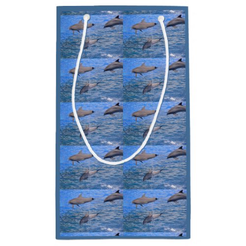 Dolphins jumping out of water small gift bag