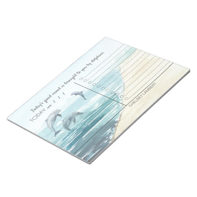 Dolphins Jumping Water Watercolor Custom To-Do Notepad (Angled)