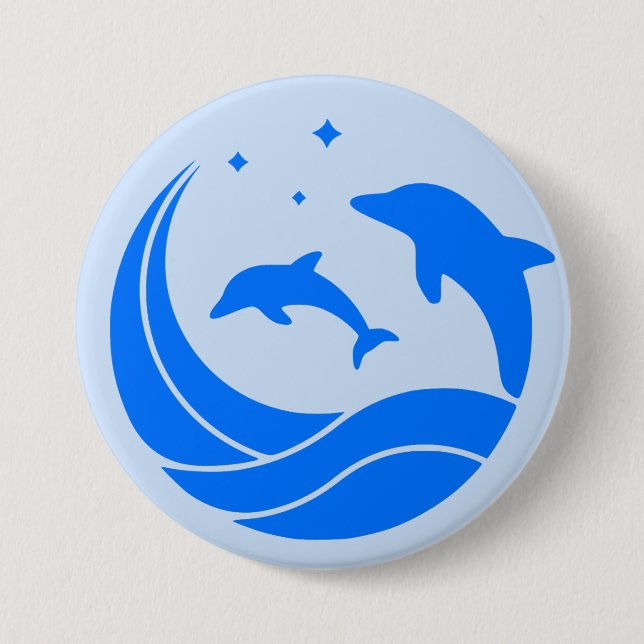 Dolphins Jumping Waves Button (Front)