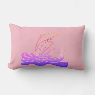 Dolphins jumping waves Lumbar Cushion 33 x 53 cm