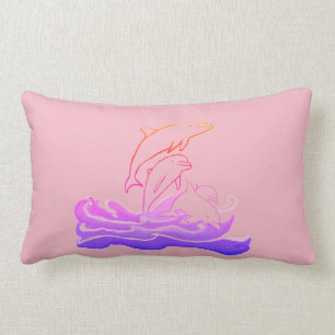 Dolphins jumping waves Lumbar Cushion 33 x 53 cm