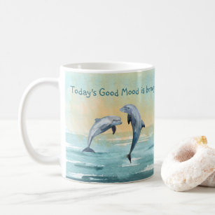 Dolphins Leap Water Watercolor Custom Name Saying Coffee Mug