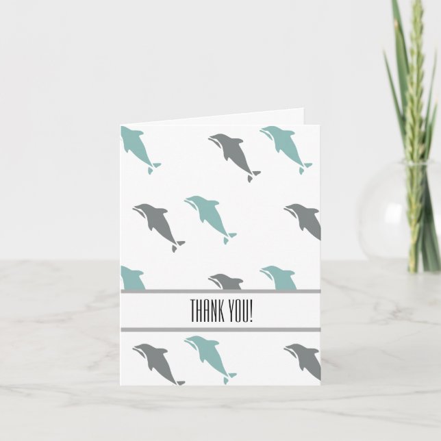 Dolphins Letterpress Thank You Card (Front)