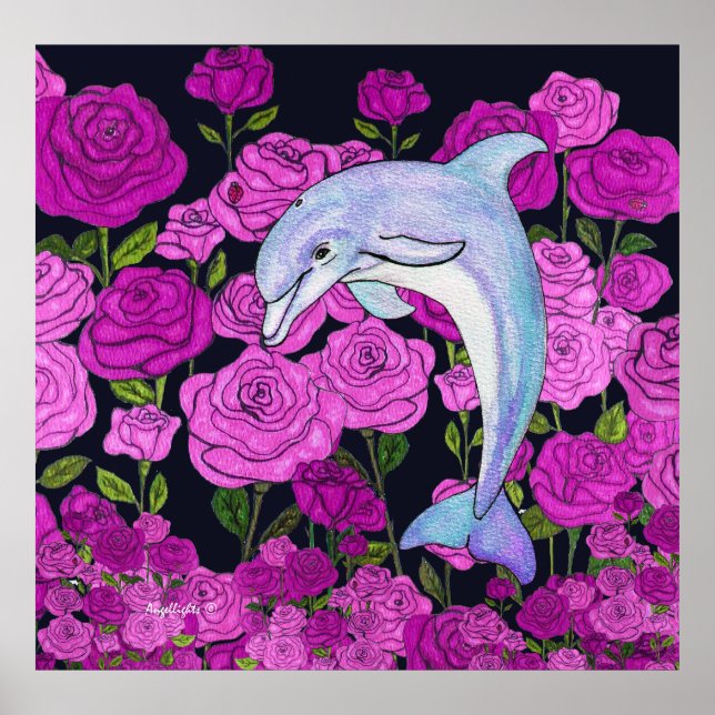 Dolphins Love Roses Poster (Front)