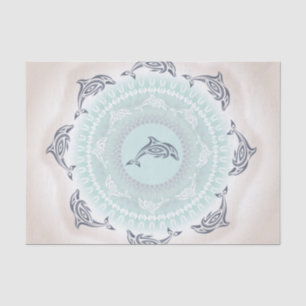 Dolphins Mandala Pale Blue Taupe Tissue Paper