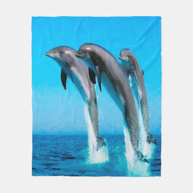 Dolphins Nautical Ocean Fleece Blanket | Zazzle