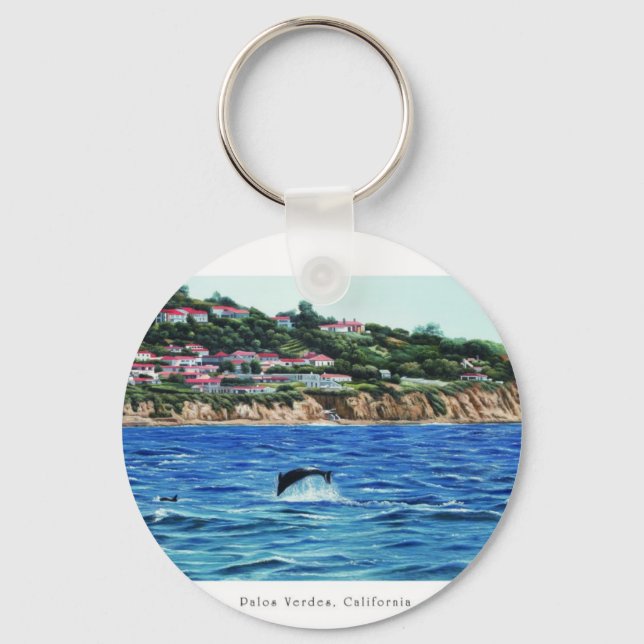 Dolphins Near Palos Verdes Keychain (Front)
