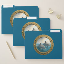 Dolphins Ocean Blue File Folders