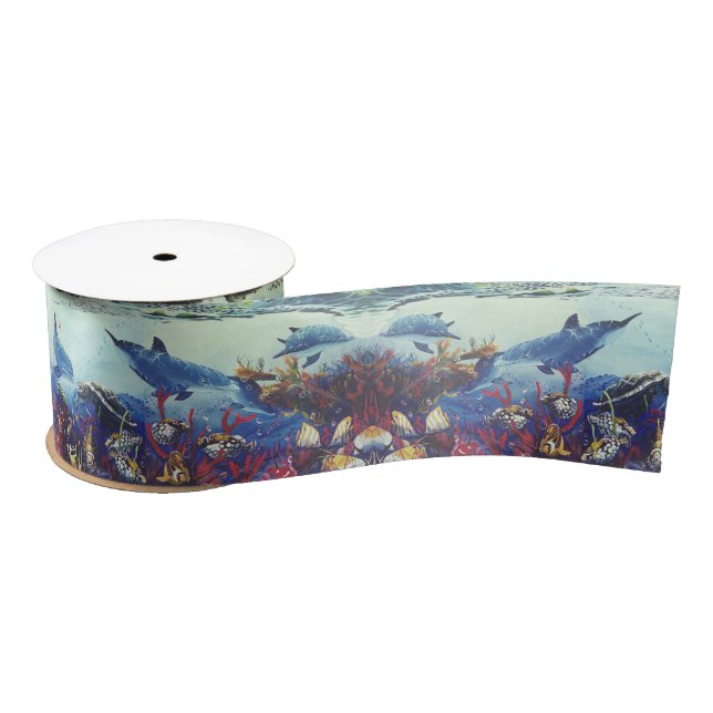 Dolphins Ocean Fish Waves Sea Wildlife Ribbon (Spool)
