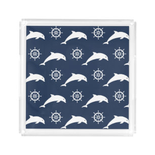 Dolphins On Parade Pattern Acrylic Tray
