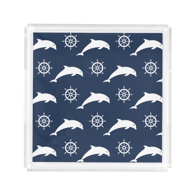 Dolphins On Parade Pattern Acrylic Tray (Front)