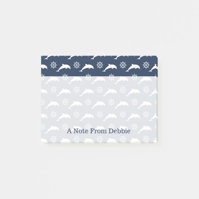 Dolphins On Parade Pattern | Add Your Name Post-it Notes (Front)