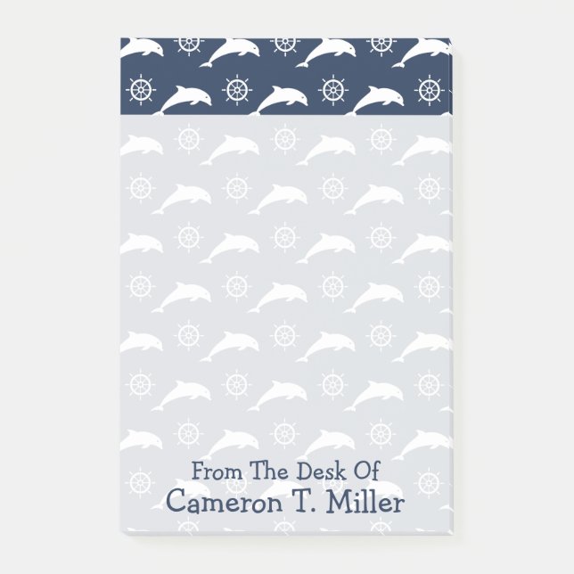Dolphins On Parade Pattern | Add Your Name Post-it Notes (Front)