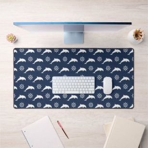 Dolphins On Parade Pattern Desk Mat