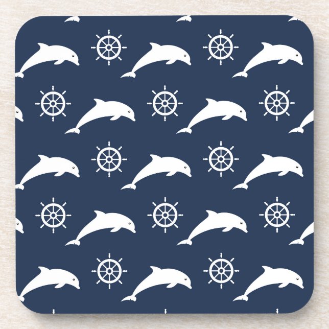 Dolphins On Parade Pattern Drink Coaster (Front)