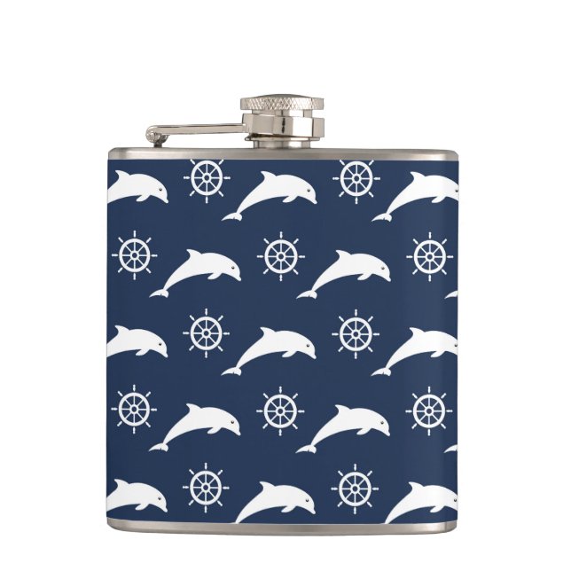Dolphins On Parade Pattern Flask (Front)
