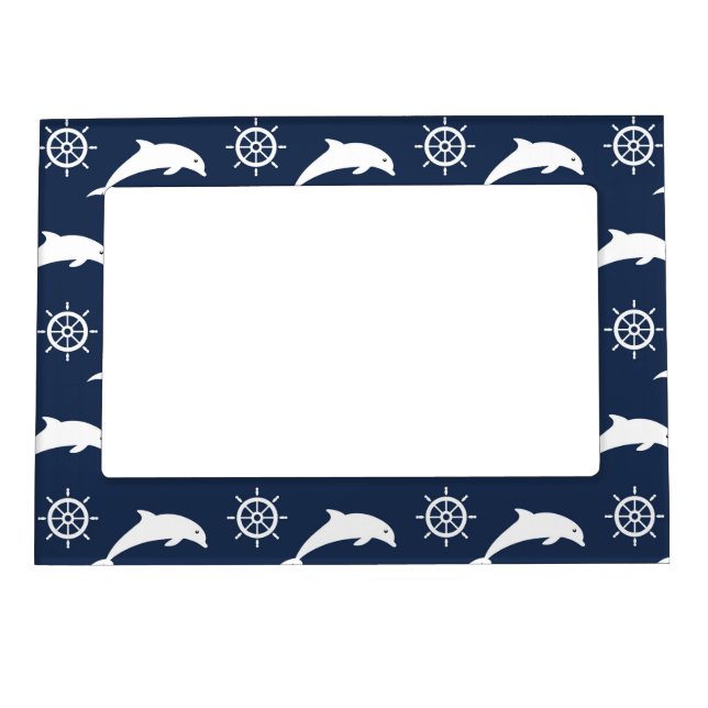 Dolphins On Parade Pattern Magnetic Photo Frame (Front)