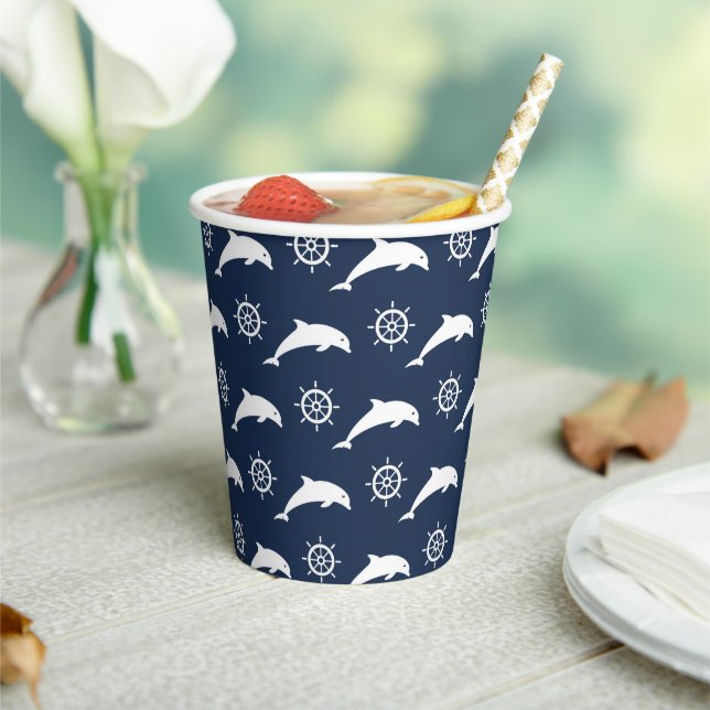 Dolphins On Parade Pattern Paper Cups (Insitu)