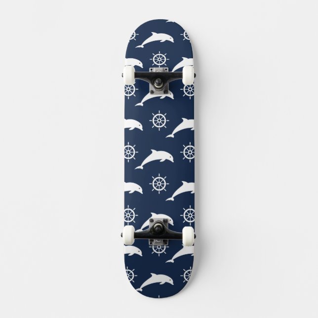 Dolphins On Parade Pattern Skateboard Deck (Front)