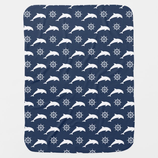 Dolphins On Parade Pattern Stroller Blanket (Front)