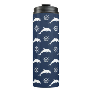 Dolphins On Parade Pattern Thermal Tumbler