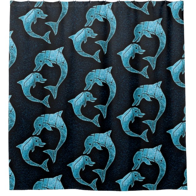 Dolphins Pattern Shower Curtain (Front)