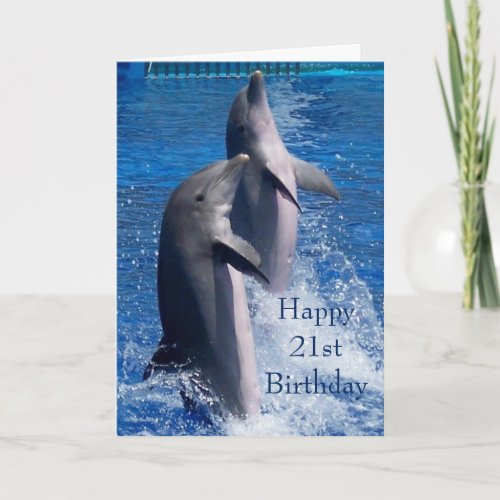 Dolphins Personalised 21st Birthday Card