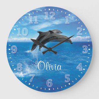 Dolphins Personalizable Wall Clock by NiceTiming at Zazzle