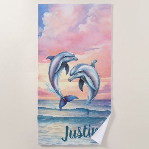 Dolphins Personalized  Beach Towel