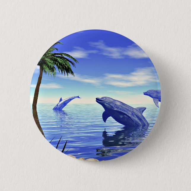 Dolphins Pinback Button (Front)
