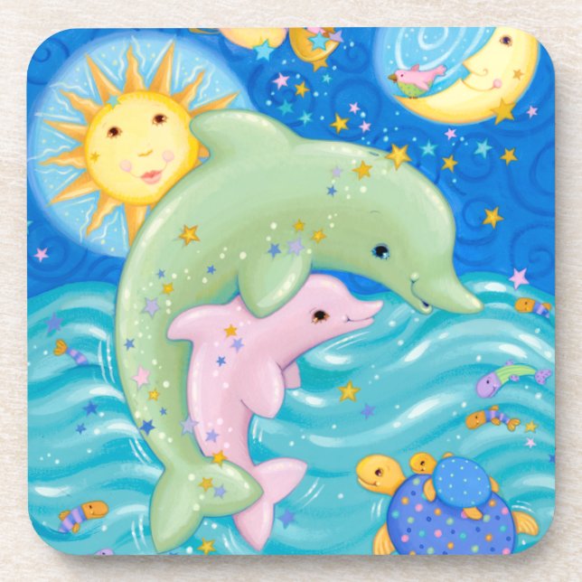 Dolphins Play Coaster (Front)