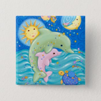 Dolphins Play Pinback Button by AuraEditions at Zazzle
