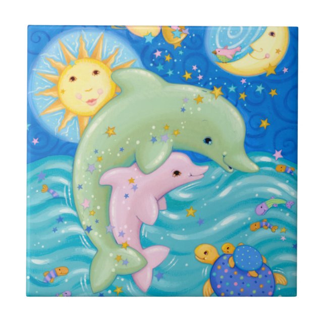 Dolphins Play Tile (Front)