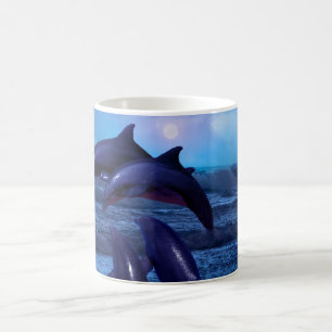 Dolphins playing in the ocean coffee mug