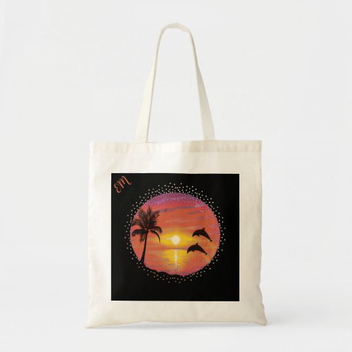 Dolphins Playing in the Sunset  Tote Bag