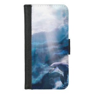Dolphins Playing JUST FOR THE THRILL"  #1 iPhone 8/7 Wallet Case