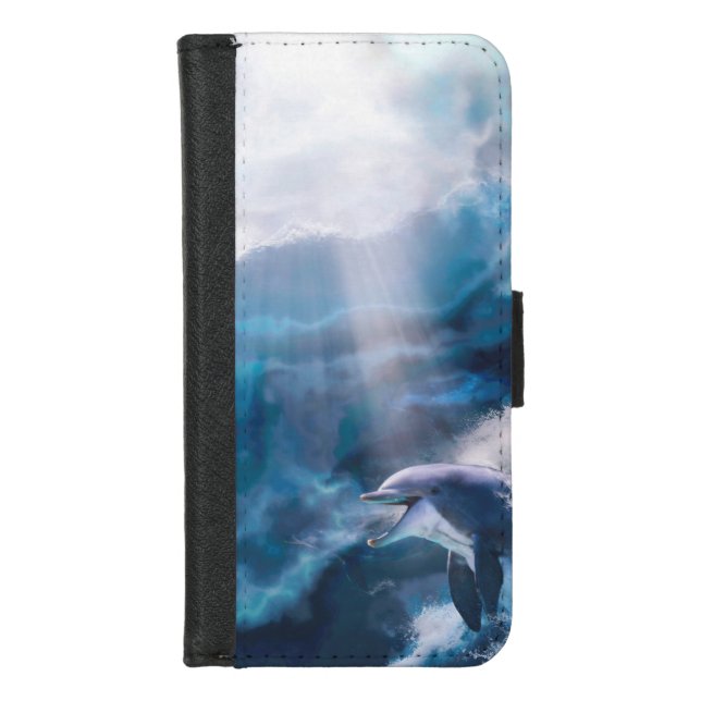 Dolphins Playing JUST FOR THE THRILL"  #1 iPhone Wallet Case (Front)