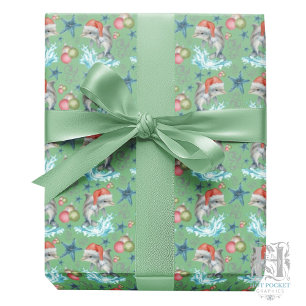 Dolphins Santa Hats Christmas Gift Wrapping Paper