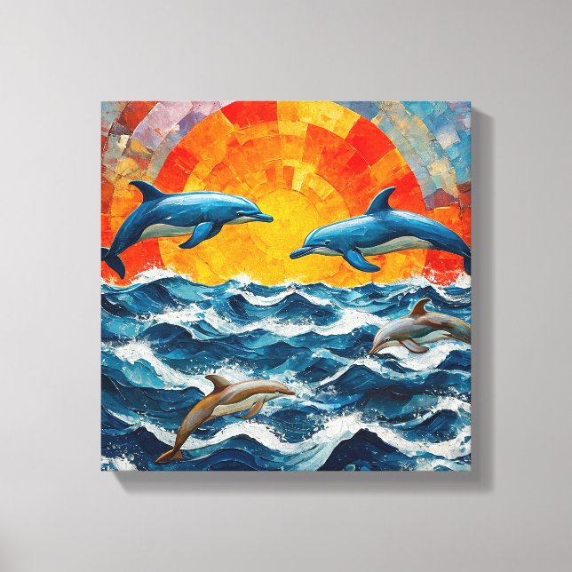 Dolphins Seascape Canvas Print (Front)
