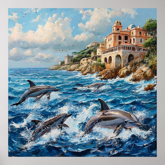 Dolphins seascape poster (Front)