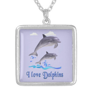 Dolphins Silver Plated Necklace