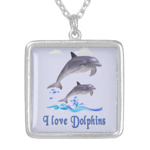 Dolphins Silver Plated Necklace