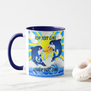 Dolphins & Sun Personalize Add Your Name or Text Mug