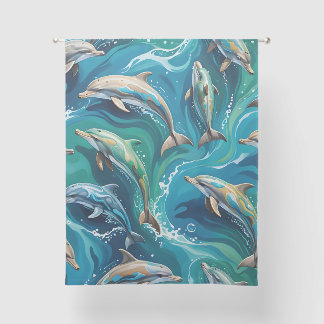 Dolphins swim sheer curtains