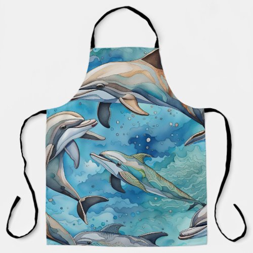 Dolphins swimming in the sea  apron
