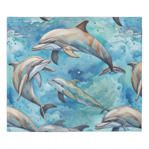 Dolphins swimming in the sea duvet cover