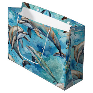 Dolphins swimming in the sea  large gift bag